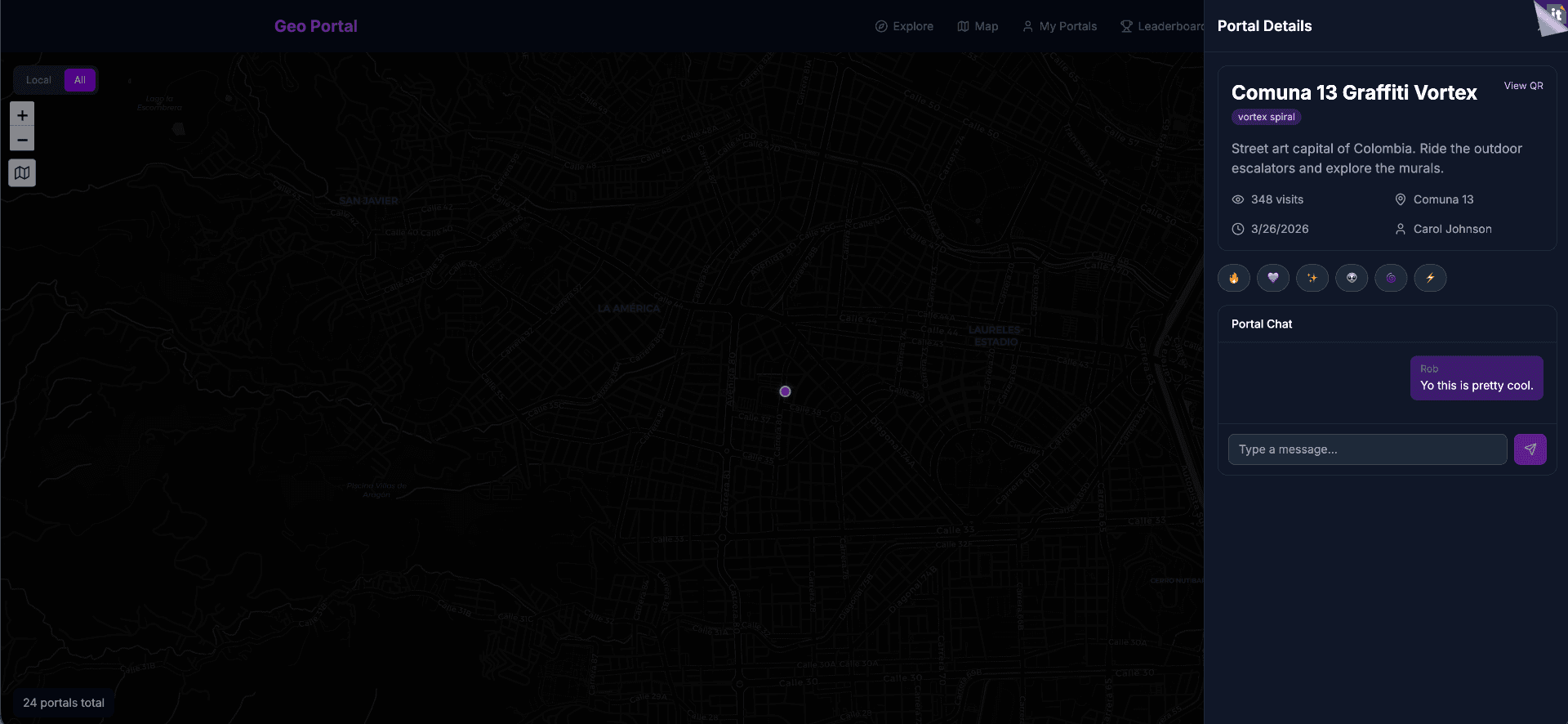Vista de portal en Gigi — captura real (oscuro); modo claro: interfaz real en tema claro