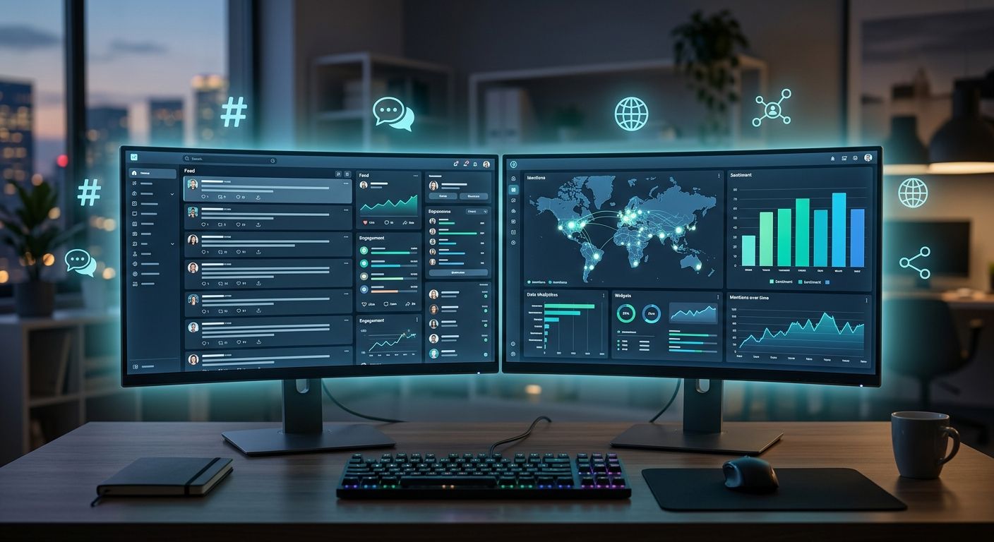Feature comparison table with icons for Mention Tracking, AI Automation, Sentiment Analysis, AI Search Mention Tracking, Integration Ecosystem, and Custom Dashboards, with Sprout Social and Brand24 columns.