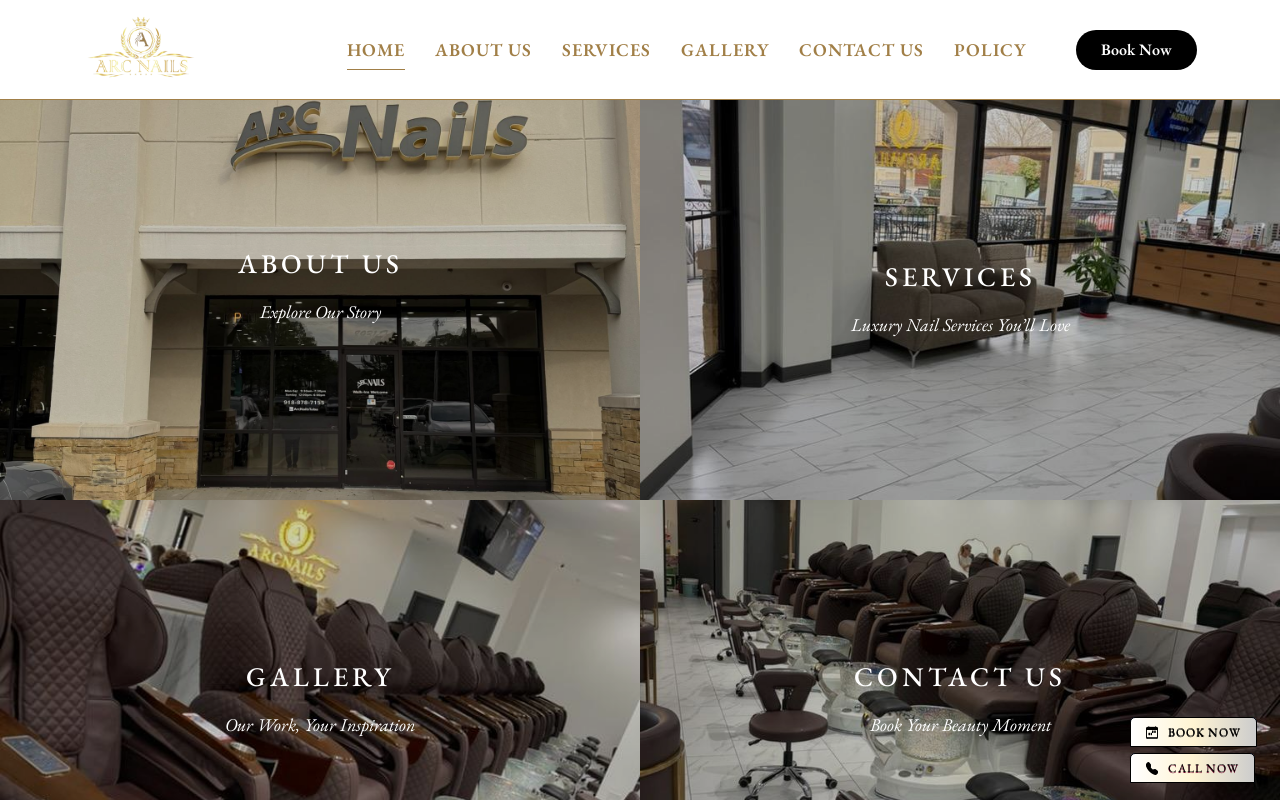 Arc Nails — screenshot of their official website