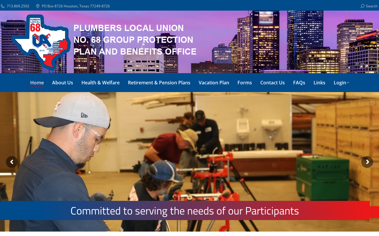 Plumbers Local Union No. 68 Group Protection Plan and Benefit Office — screenshot of their official website