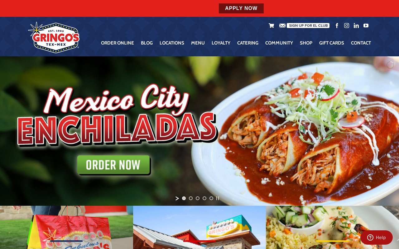 Gringo's Mexican Kitchen — screenshot of their official website