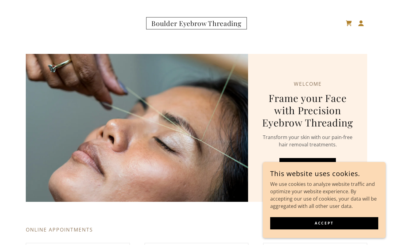 Boulder Eyebrow Threading — screenshot of their official website