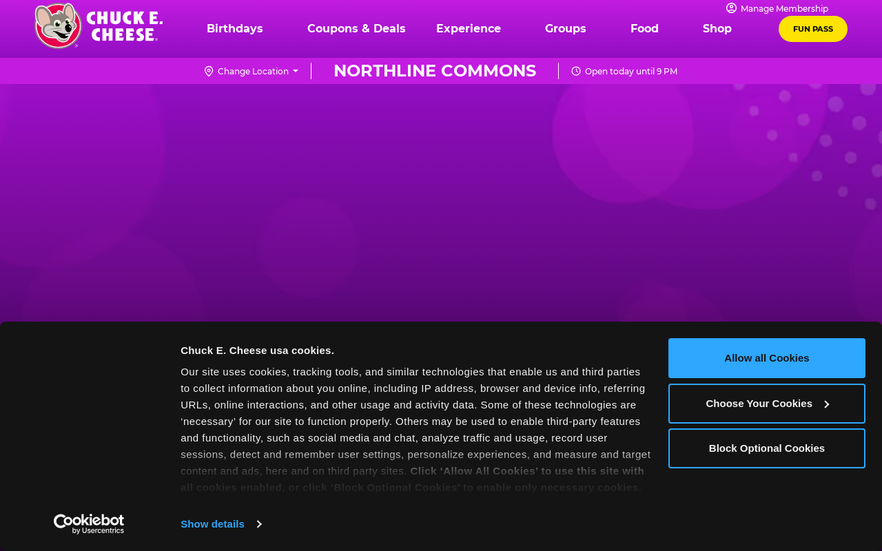 Chuck E. Cheese's — screenshot of their official website