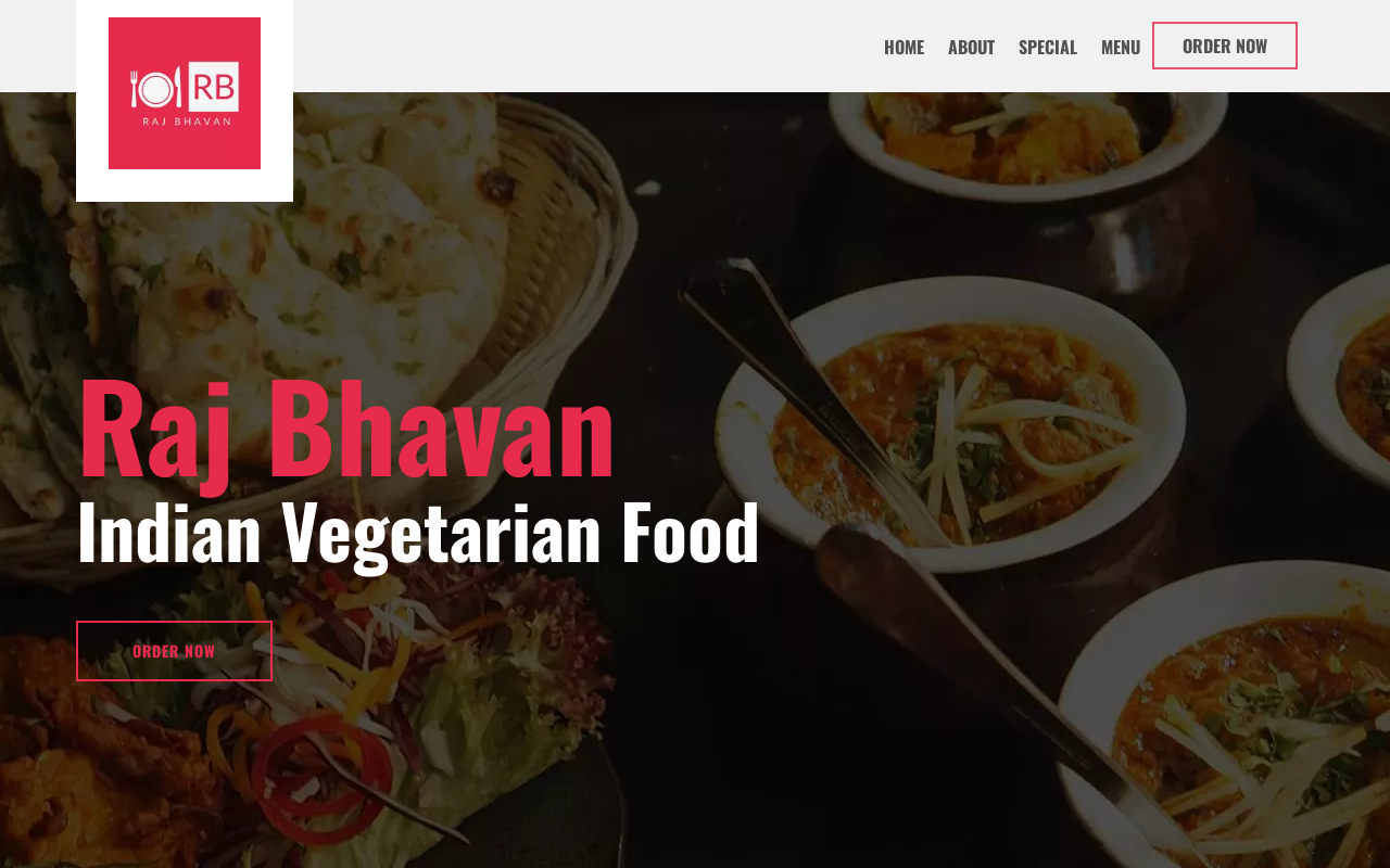 Raj Bhavan Vegetarian Restaurant — screenshot of their official website
