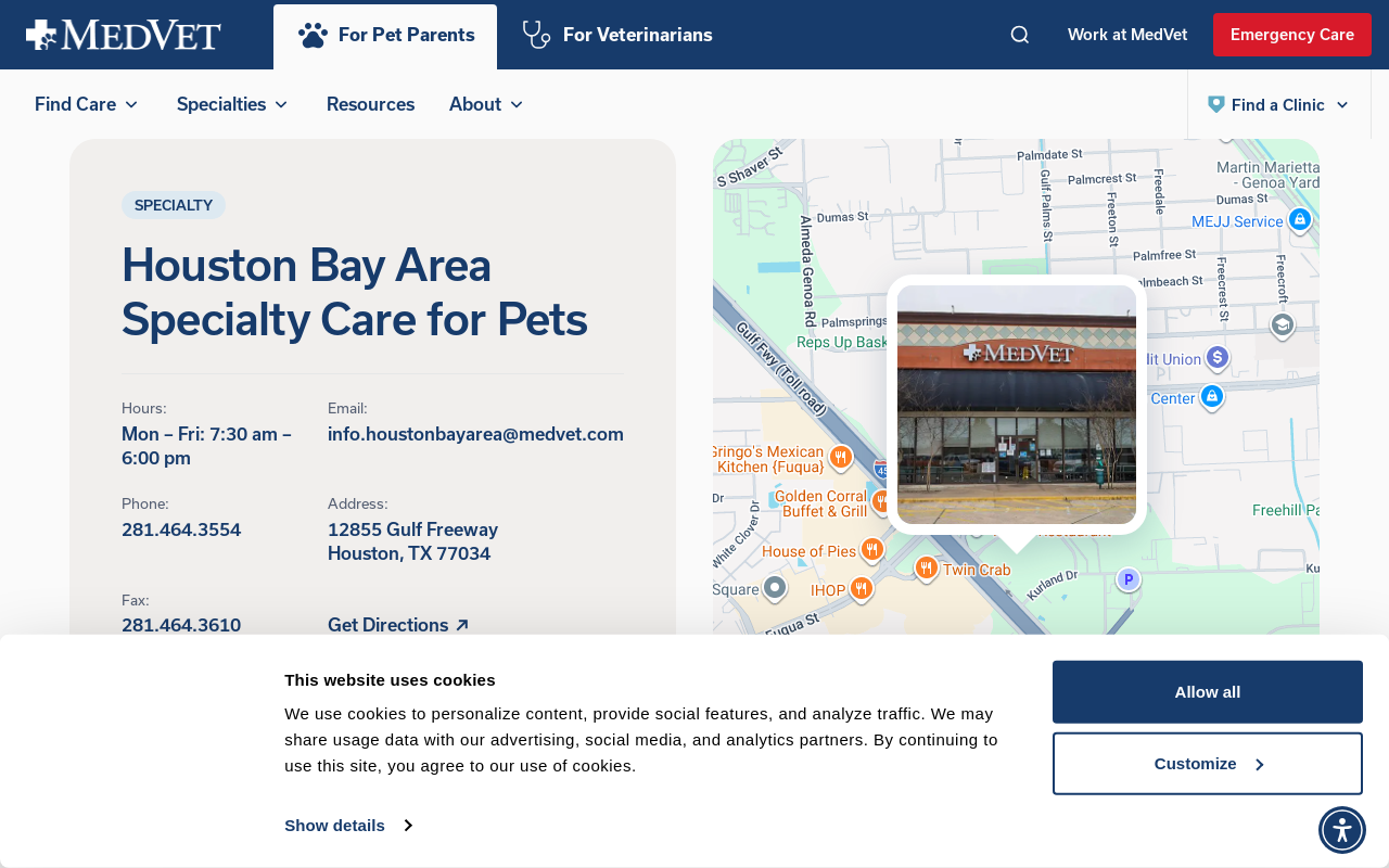 Bay Area Veterinary Specialists — screenshot of their official website