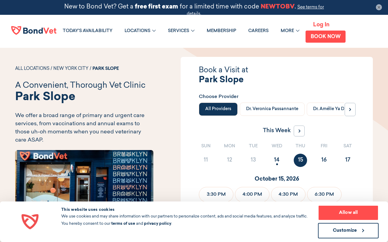 Bond Vet — screenshot of their official website