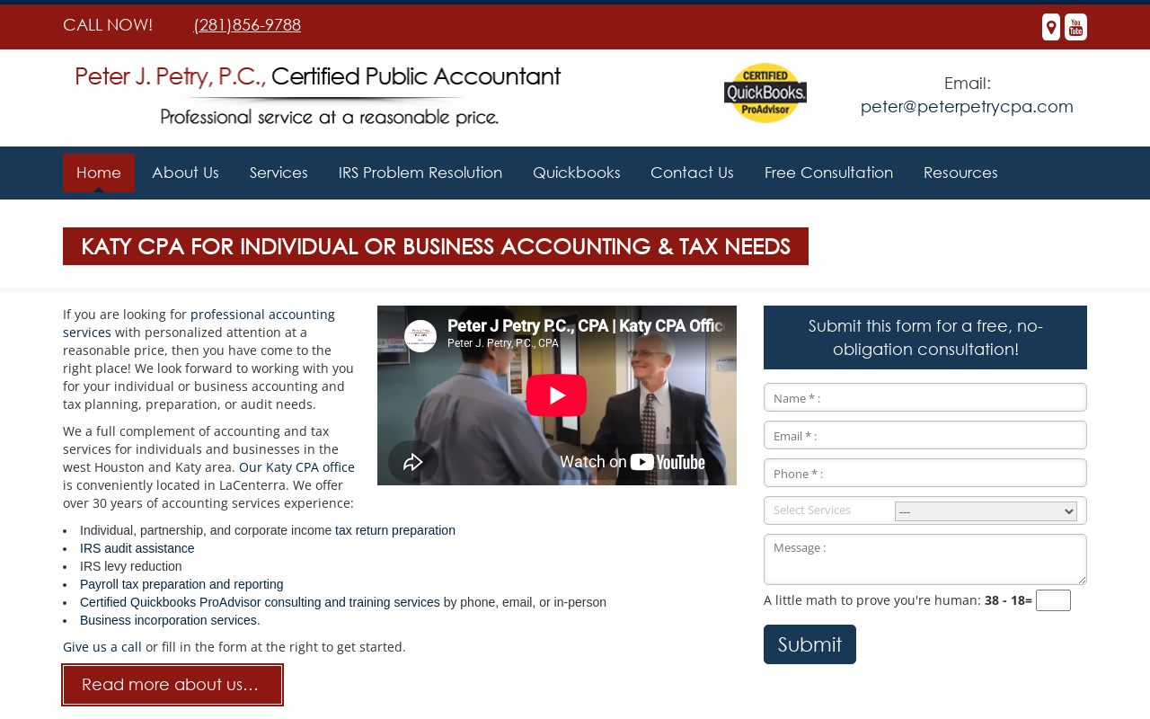 Peter J. Petry, P.C., CPA — screenshot of their official website