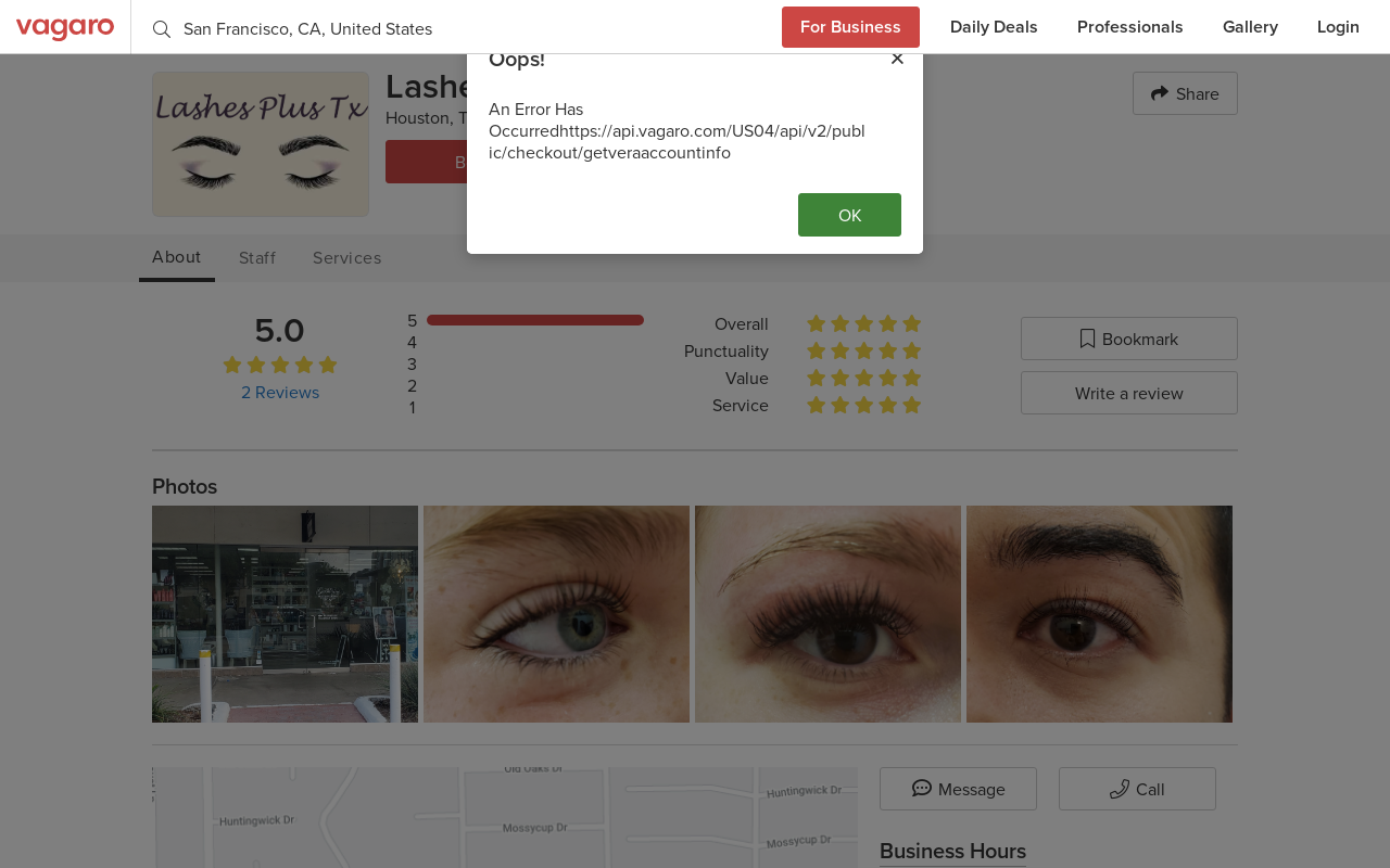 Lashes Plus — screenshot of their official website