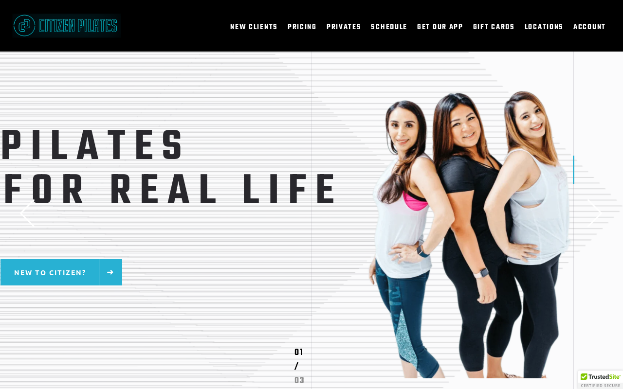 Citizen Pilates — screenshot of their official website