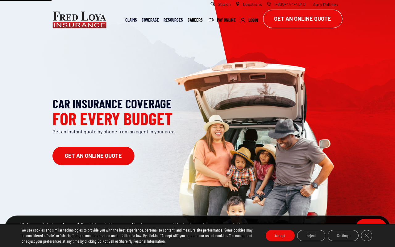 Fred Loya Insurance — screenshot of their official website
