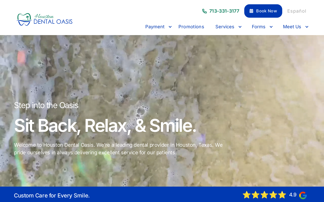 Houston Dental Oasis — screenshot of their official website