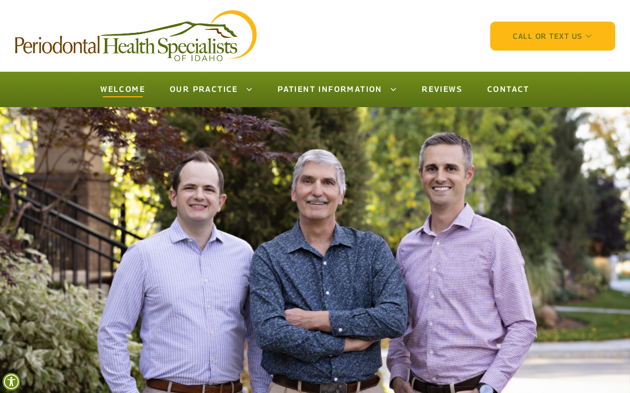 Periodontal Health Specialists of Idaho — screenshot of their official website