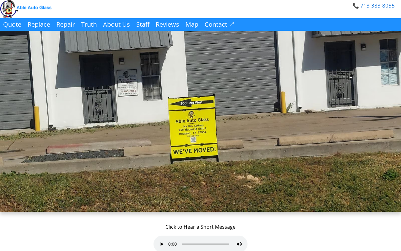Able Auto Glass — screenshot of their official website