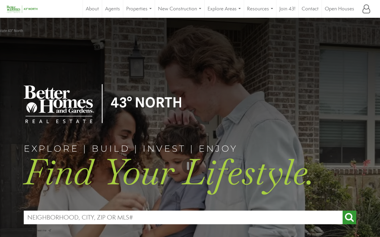 Better Homes and Gardens Real Estate 43° North — screenshot of their official website