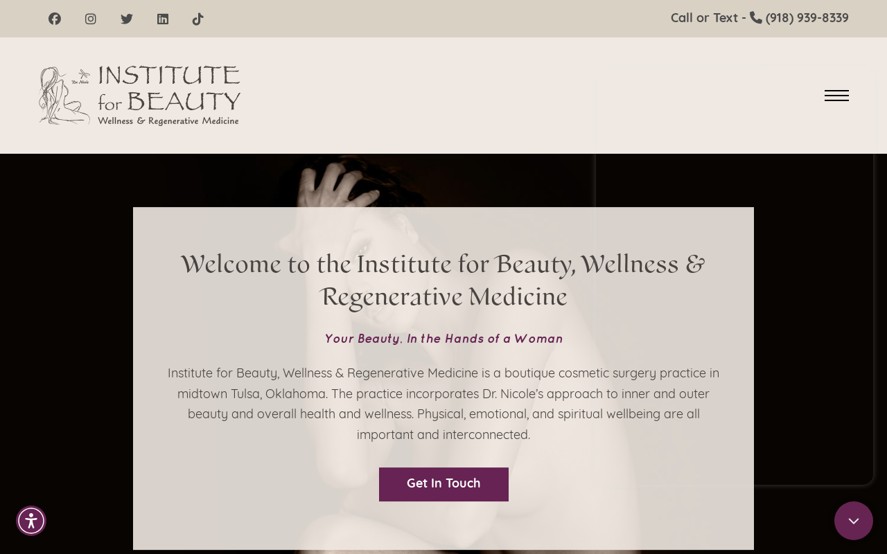 Institute for Beauty, Wellness & Regenerative Medicine — screenshot of their official website