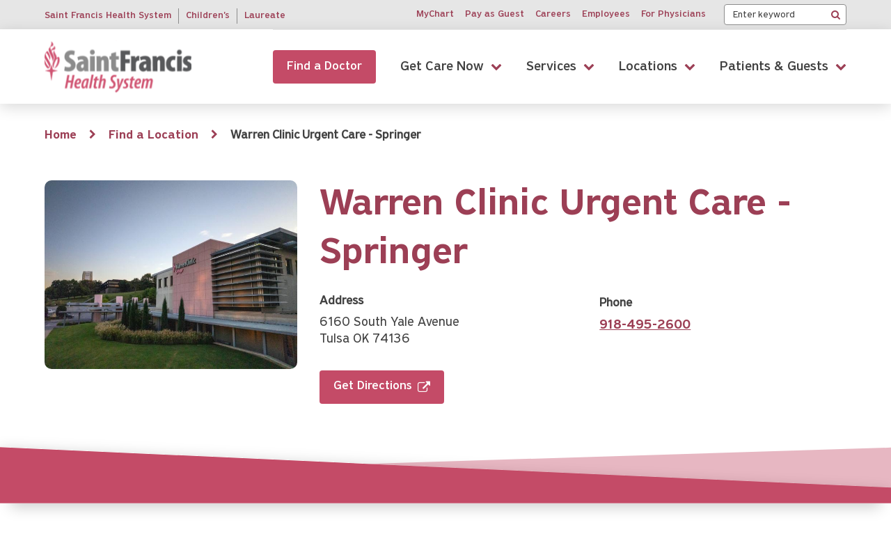 Warren Clinic Urgent Care — screenshot of their official website
