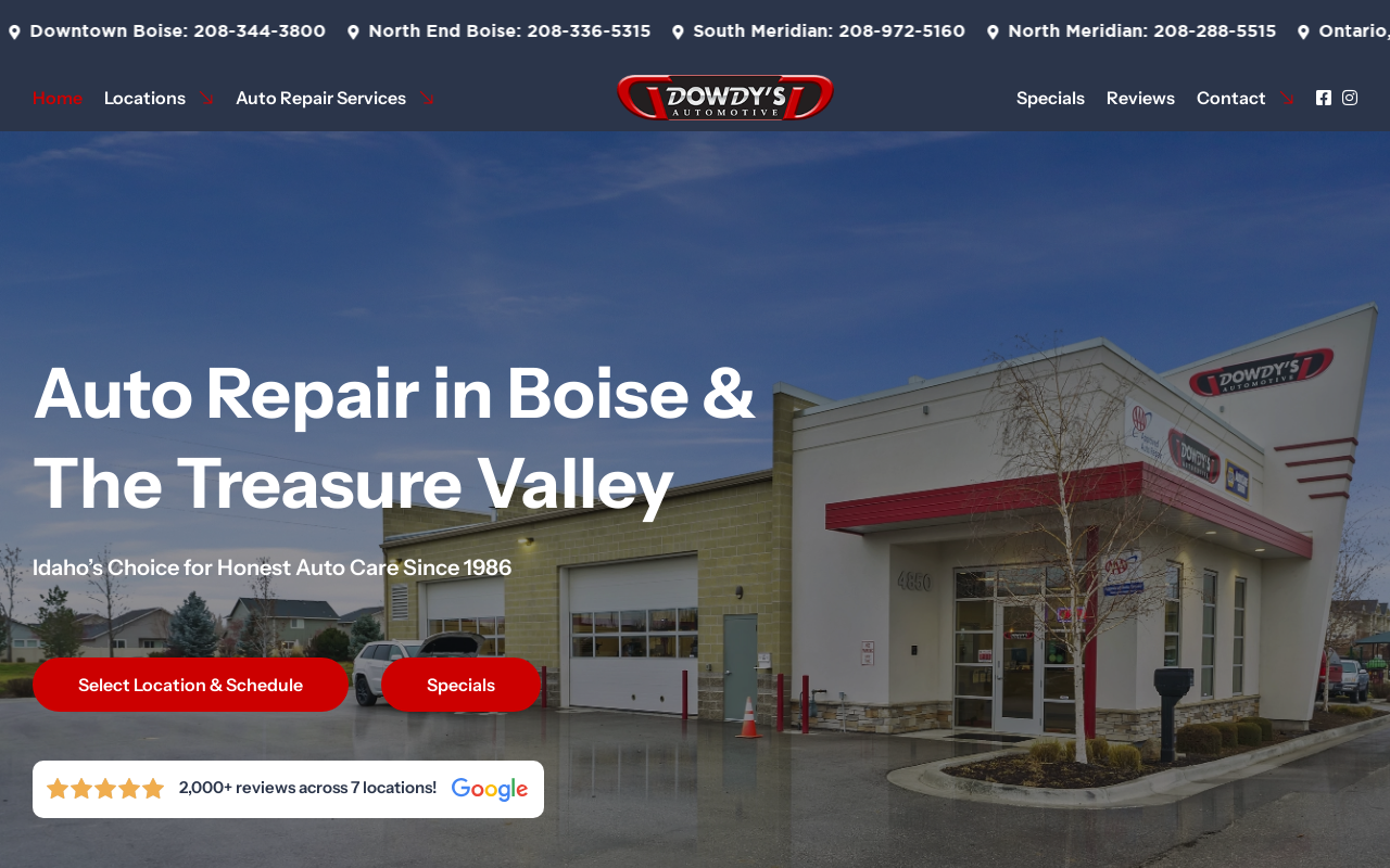 Dowdy's Automotive Car Care — screenshot of their official website